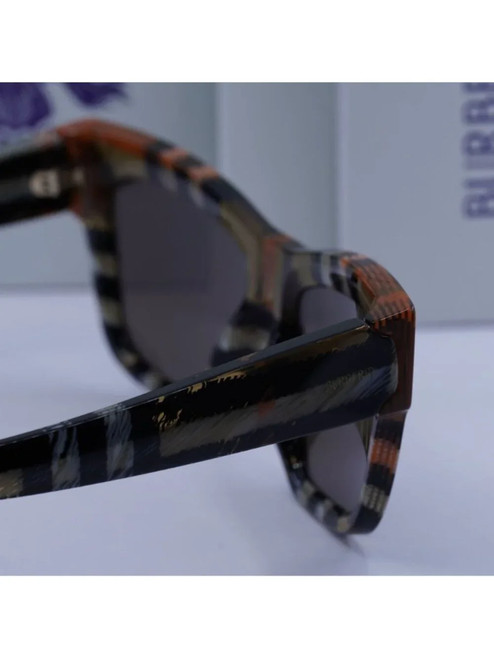 Burberry BE4449 4146/73 Square Sunglasses - Check Sand/ Dark Grey